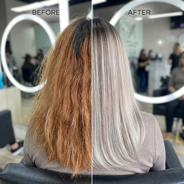 Transformación real de balayage y corrección de color en las instalaciones de Narbo's Salón Spa Chía