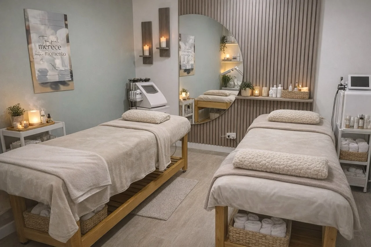 Cabina doble de spa para masajes en pareja, ideal para regalar en amor y amistad en Narbo's Salón Spa Chía